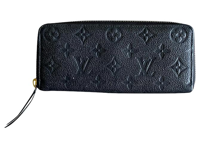 Louis Vuitton Carteira Clemence Preto Couro  ref.623915