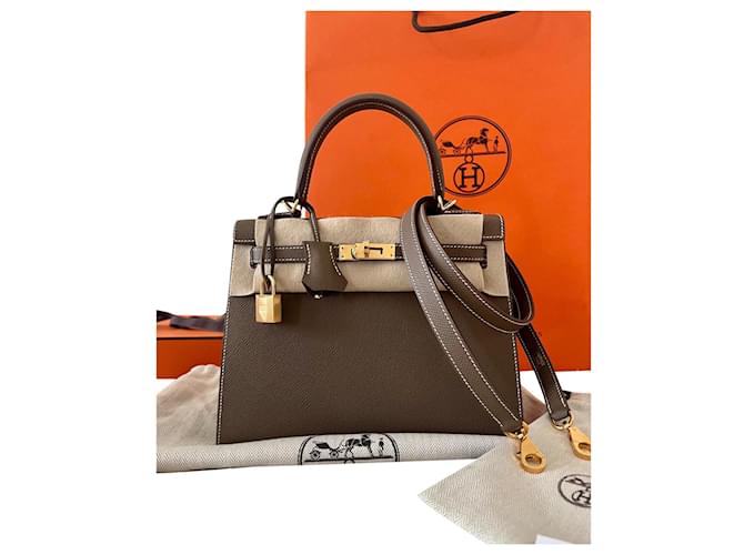 Hermes Kelly bag 28 Sellier Etoupe grey Epsom leather Gold hardware