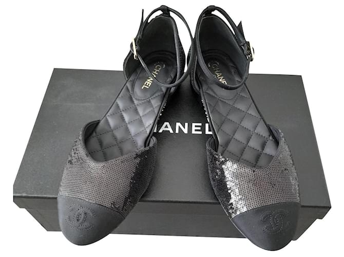 Chanel Ballerine Nero Pelle  ref.624181