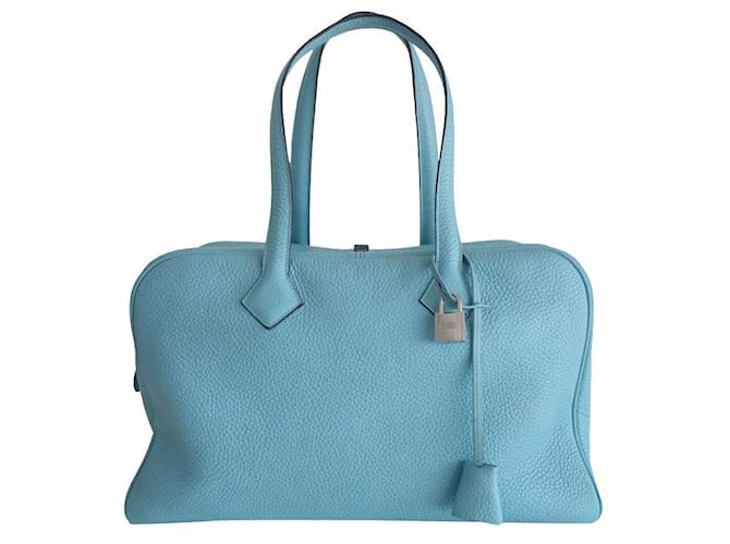 Hermès HERMES VICTORIA II BAG Blue Leather  ref.624326