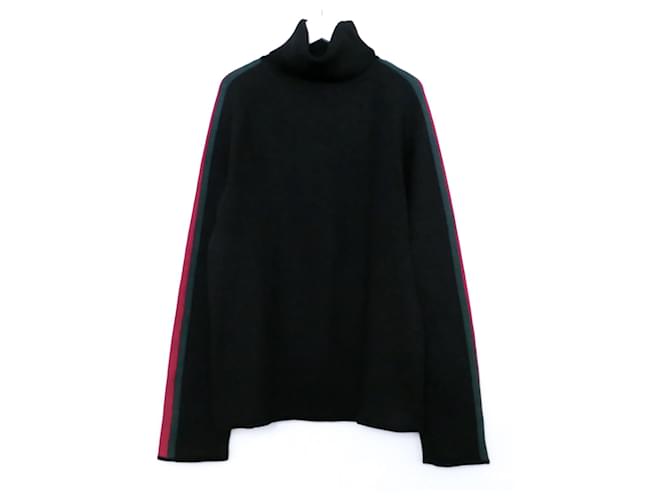 Suéter de manga a rayas vintage de Gucci Negro Seda Algodón  ref.624346