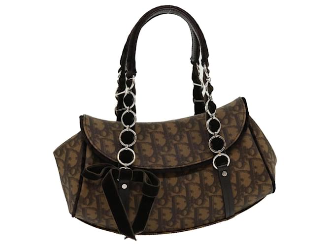 Christian Dior trotteur romantique sac à bandoulière en cuir PVC marron Auth 30895A  ref.624453