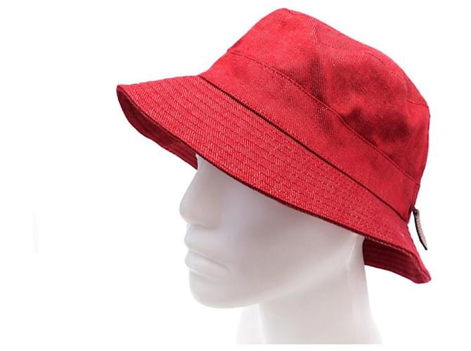 Hermès NEW HERMES BOB HAT SIZE 59 EN 100% RED LINEN RED LINEN HAT  ref.624538