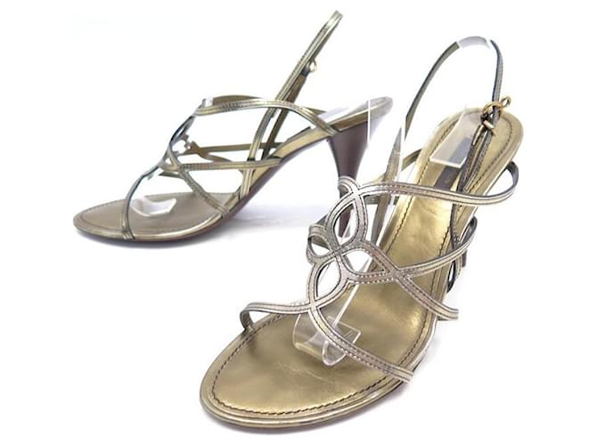 LOUIS VUITTON SHOES SANDALS WITH HEELS 40 LEATHER GOLD SHOES GOLD SANDALS Golden  ref.624569