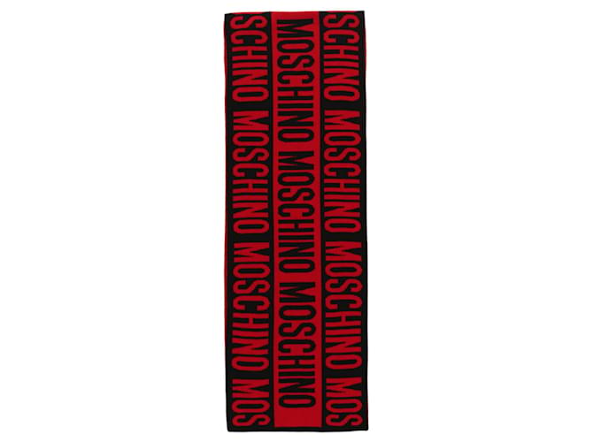 Écharpe en laine à logo bicolore Moschino Rouge  ref.624770