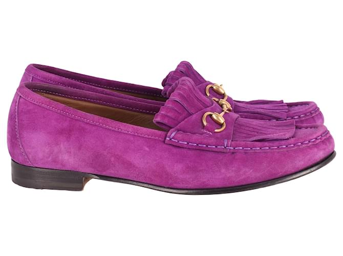 Gucci Horsebit Fringe Loafers in Purple Suede  ref.624786