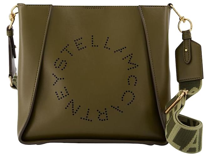 Stella Mc Cartney Logo Mini Crossbody in green synthetic leather Leatherette  ref.624802