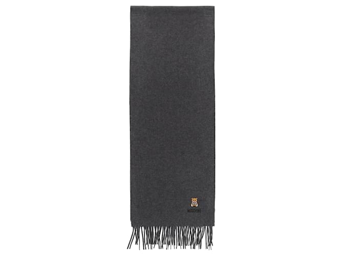 Moschino bufanda de lana con osito bordado Gris  ref.624808