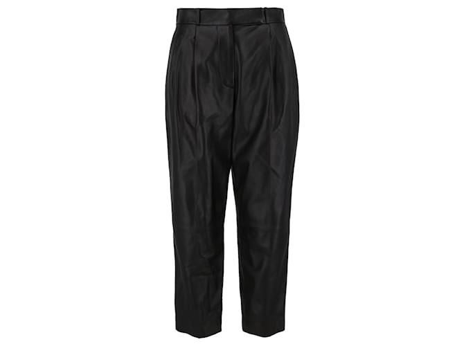 Pantalon en cuir taille haute Salvatore Ferragamo Coton Noir  ref.624825