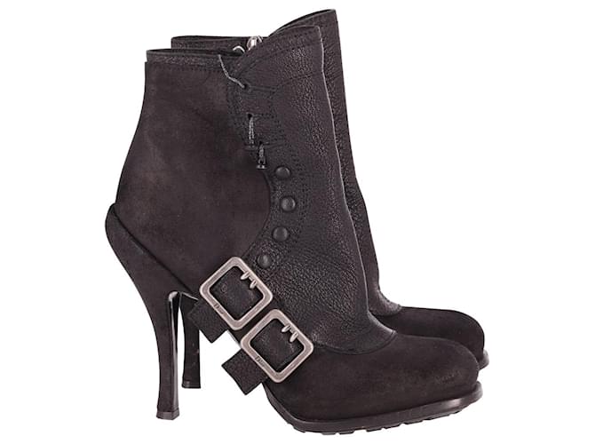 Dior Spy Button High Heel Ankle Boots in Black Leather   ref.624835