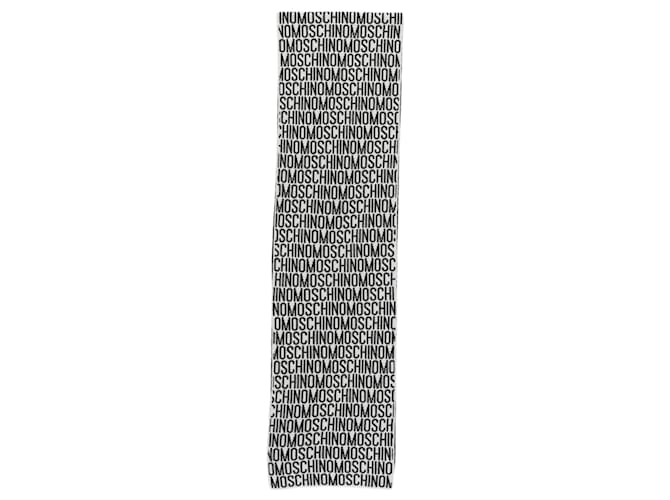 Écharpe en laine à logo réversible Moschino Blanc  ref.624898