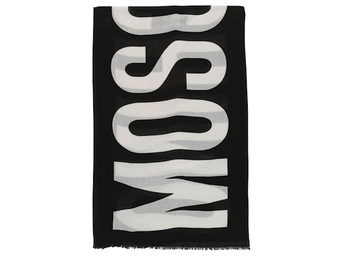 Écharpe en laine à imprimé logo Moschino Noir  ref.624918