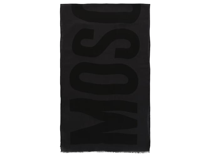 Écharpe en laine à imprimé logo Moschino Gris  ref.624969
