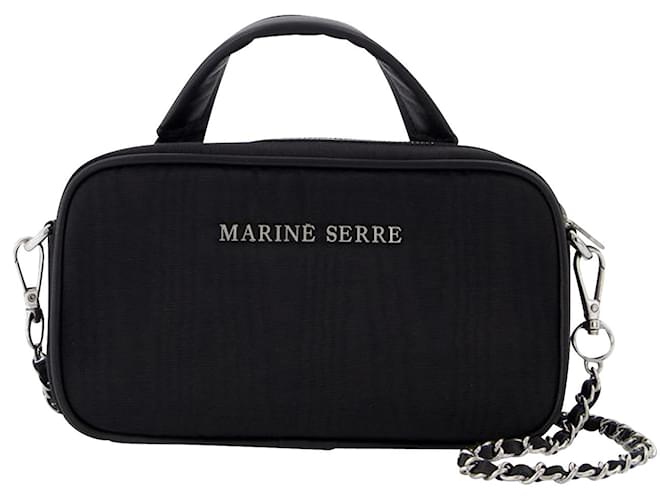 Marine Serre Moire Madame Mini Bag in Black Recycled Fabric  ref.625071