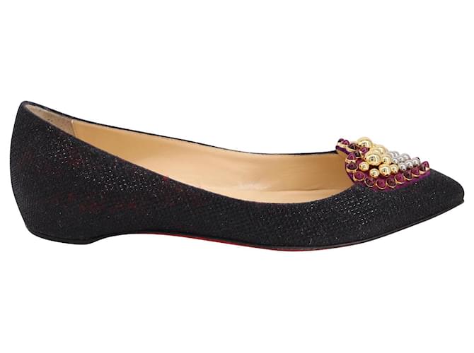 Christian Louboutin Coramia Ballerine Glitter in Nylon Nero  ref.625098