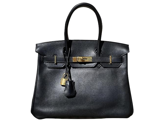 Hermès HERMES BIRKIN BAG 30 cm Leather Taurillon Clemence Black  ref.625133