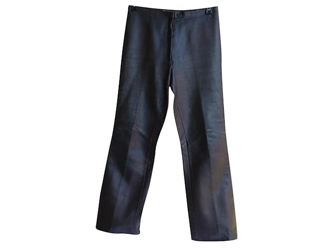 Dior calça, leggings Castanho escuro Couro  ref.625146