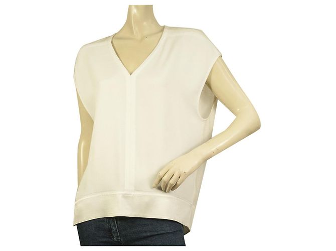 Helmut Lang White Sleeveless Longer at the Back V- Neckline Blouse Top Size S /P
