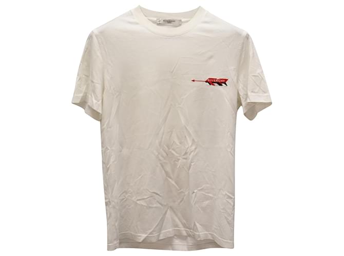 T-shirt Givenchy Logo Freccia Ricamata in Cotone Bianco  ref.625466