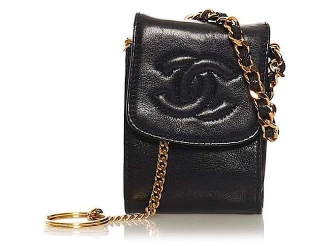 Chanel CC Timeless Chain Phone Holder Black Leather ref.625514
