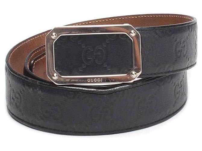 Gucci GG Signature Belt Blue Leather Pony-style calfskin  ref.625536