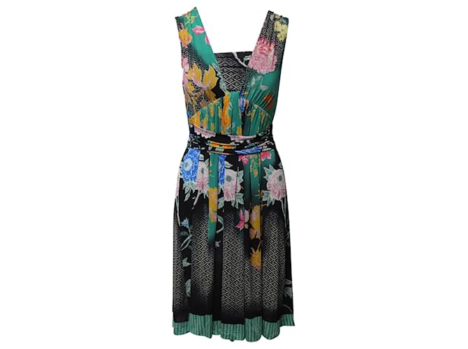 Etro V-Neck Printed Midi Dress in Multicolor Nylon  ref.625540
