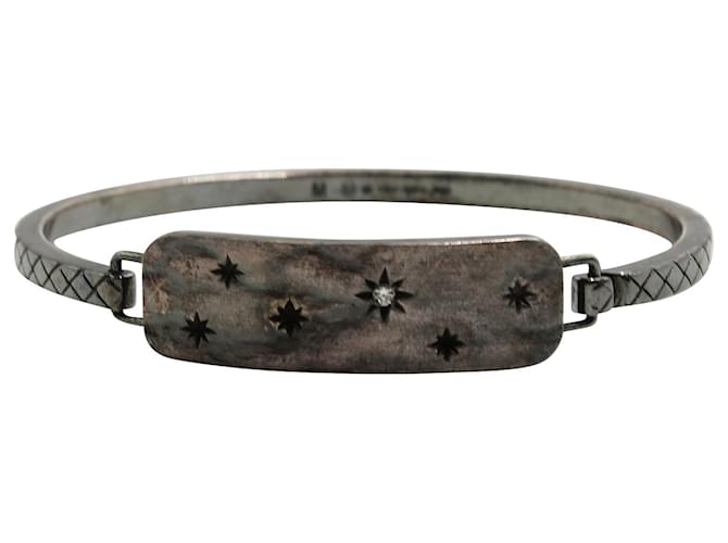Bracciale Bottega Veneta in cristallo color canna di fucile inciso in metallo argentato Argento  ref.625553