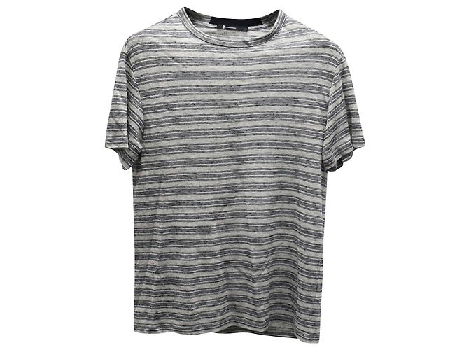 Camiseta de Rayas Alexander Wang en Lino Gris