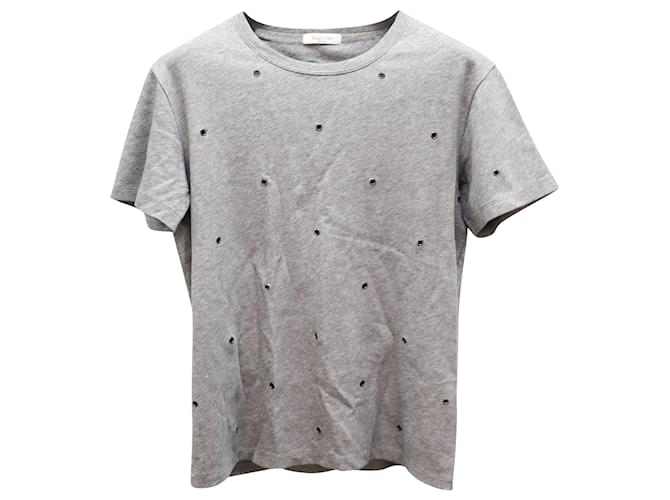 T-shirt Valentino com Gromets em Algodão Cinzento Cinza  ref.625570