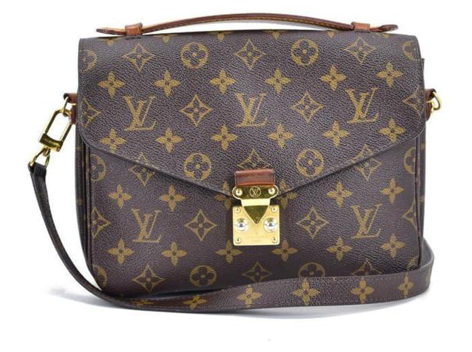 Louis Vuitton POCHETTE METIS Dark brown Leather Cloth ref.193816