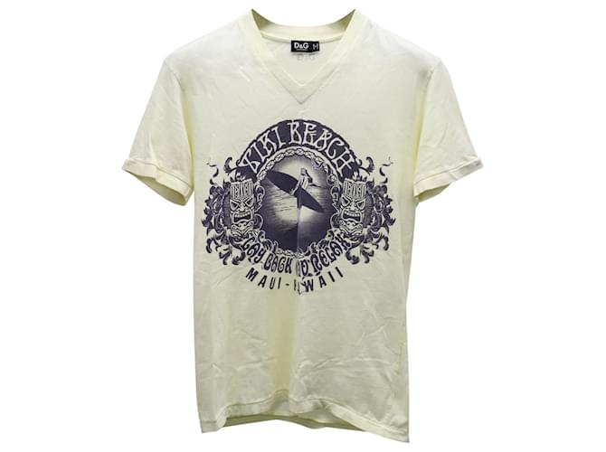 Dolce & Gabbana Tiki Beach Print T-shirt in Yellow Cotton  ref.625588