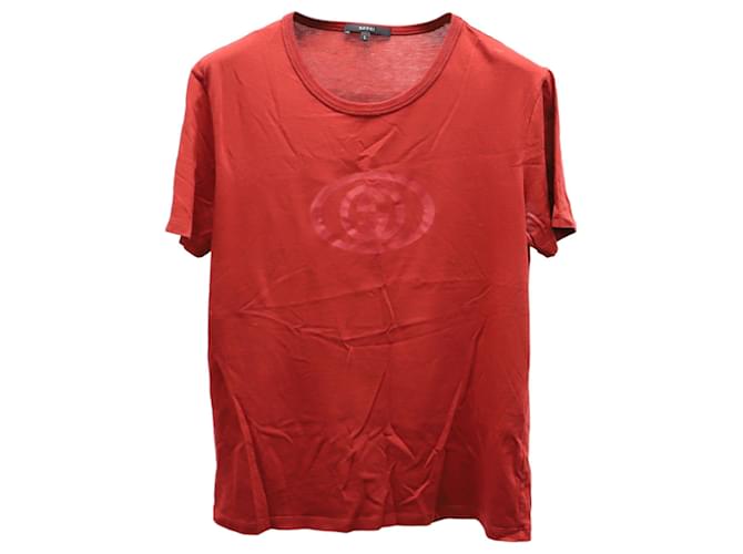 Gucci Double G Logo T-Shirt in Red Cotton  ref.625676