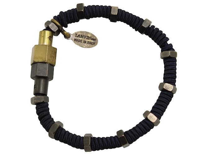 Lanvin Braided Bracelet in Navy Blue Polyester   ref.625722