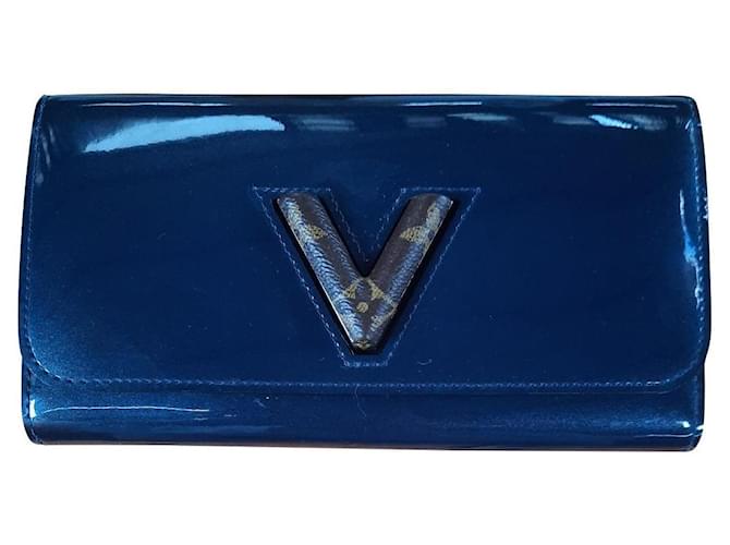 Louis Vuitton Portefeuille twist Navy blue Varnish  ref.625867