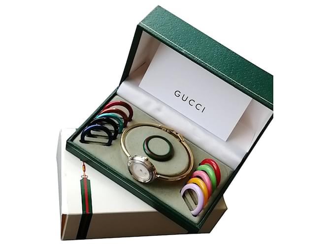Montre Gucci 11/12 montre bracelet femme plaqué or vintage Multicolore Doré  ref.625994