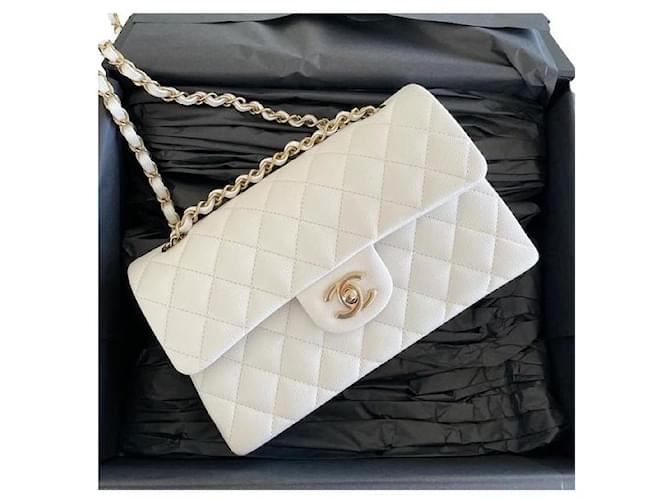Chanel Caviar Shoulder Bag White Leather  ref.626046