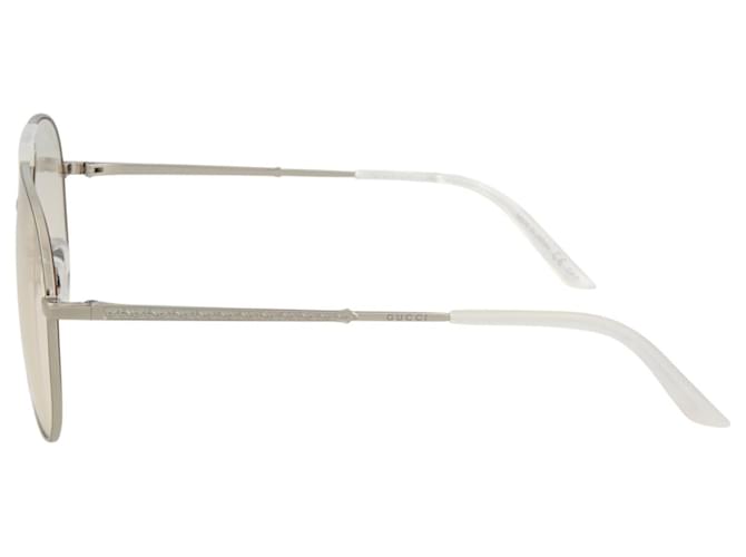 Gucci Aviator-Style Metal Sunglasses Silvery Metallic  ref.626173
