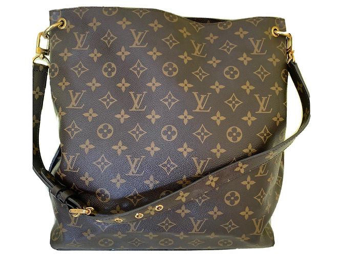 Bolsa Louis Vuitton Hobe Metis em Couro Marrom Escuro Castanho escuro