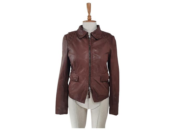 Max & Co Leather Jacket Brown