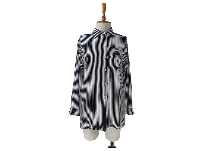 Autre Marque Camicia Sand a righe bianche e nere in viscosa Nero Bianco