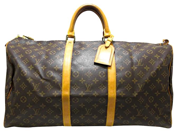 LOUIS VUITTON Keepall 55 Monogram Canvas Travel Bag Brown