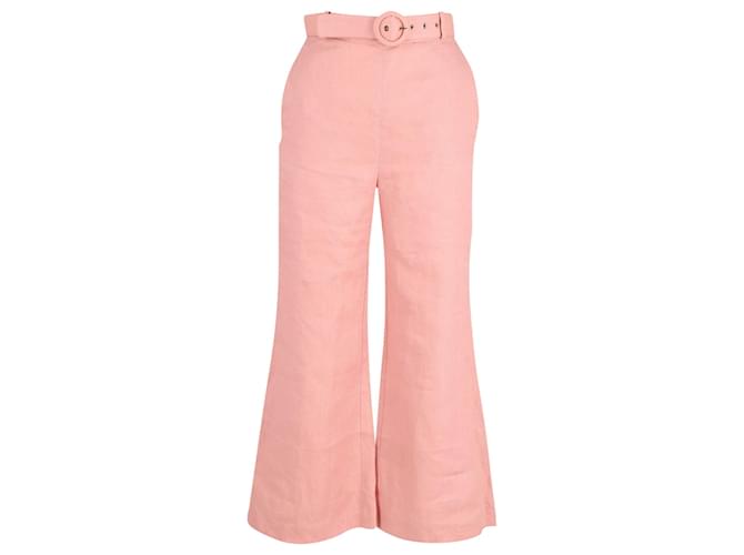 Pantalones Zimmermann Cassia en lino rosa  ref.626467