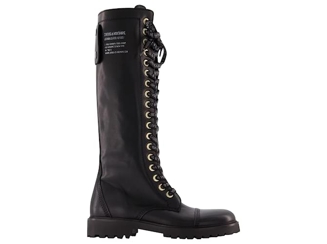 Zadig & Voltaire Joe Boot Smooth Cowskin in black leather  ref.626471