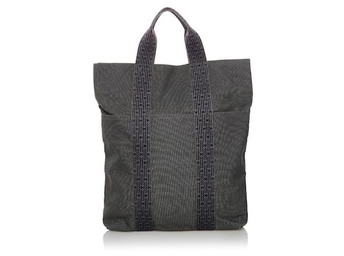 Hermès Toile Herline Cabas Tote Bag Black Cloth  ref.626542