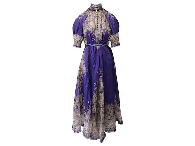 Zimmermann Anneke mit Paisley-Print-Kleid in lila Ramie  ref.626558