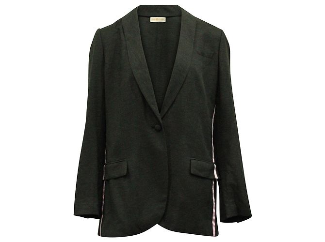 Blazer Tory Burch com listra branca em viscose cinza