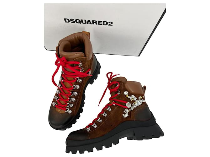 Dsquared2 Ankle Boots Brown Leather  ref.626608