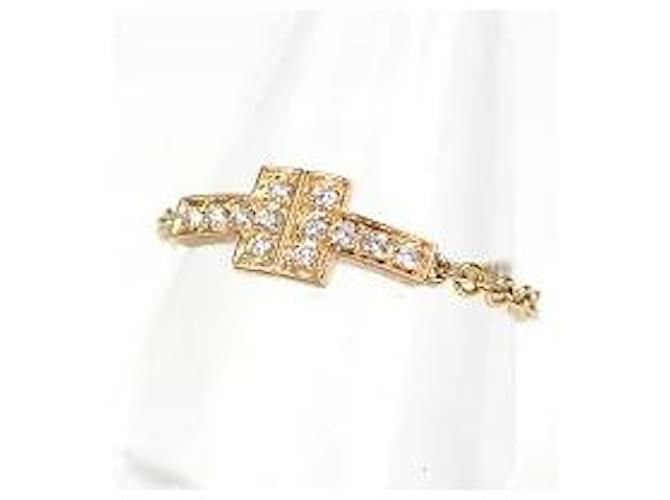 Tiffany & Co Tiffany TIFFANY&Co. Tiffany TT two diamond chain ring 18K pink gold No. 7 AU750 K18PG  ref.626704