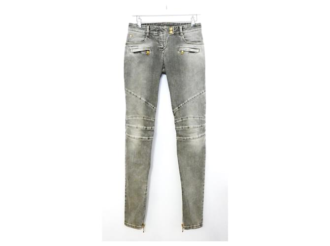 Balmain Grey Biker Jeans Denim  ref.626729