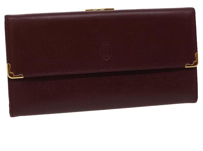 CARTIER Long Wallet Leather Red Auth 30964a  ref.626868
